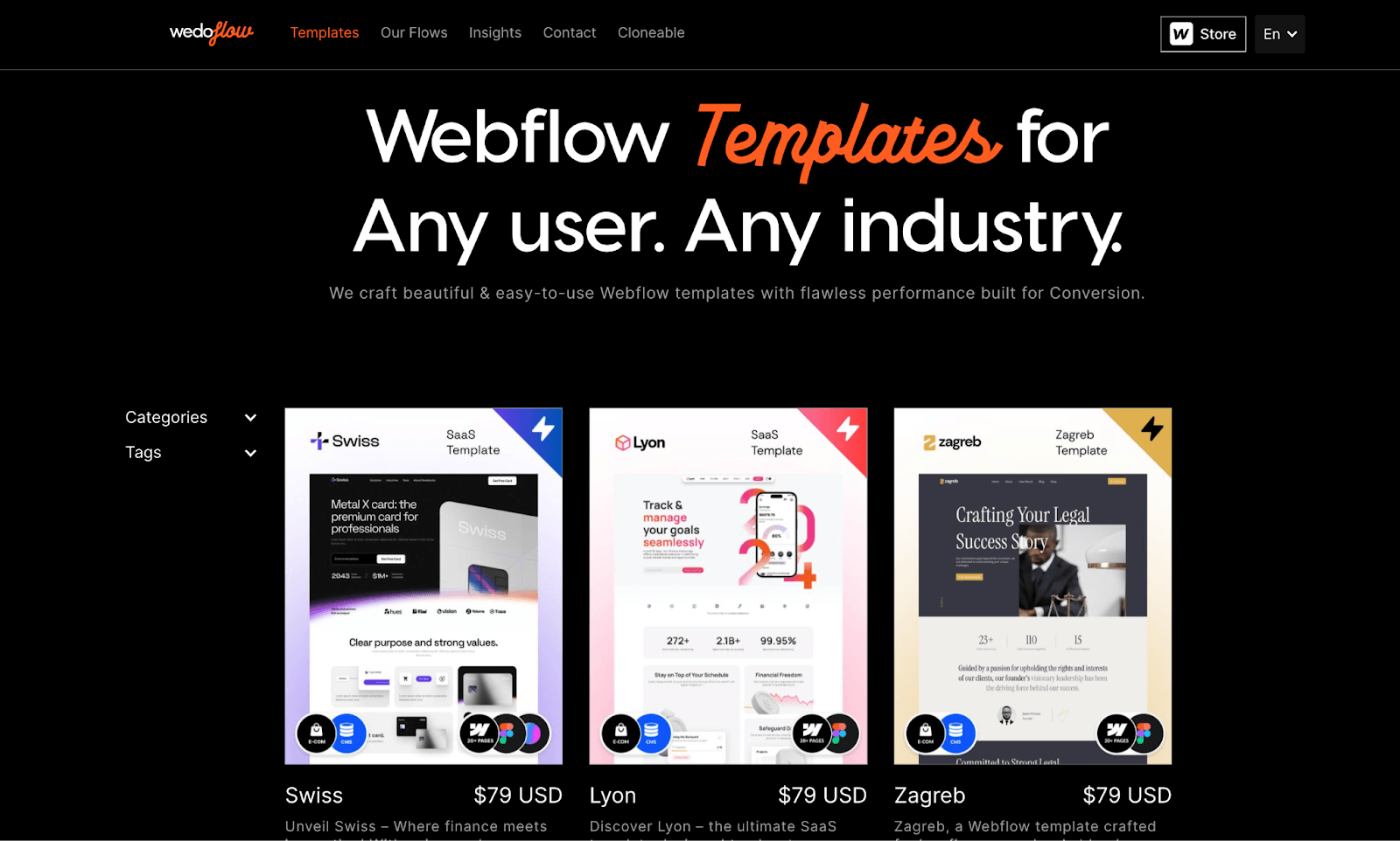 wedoflow agency, designing and developing premium Webflow templates